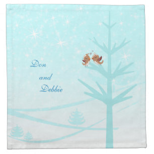 Love birds in tree napkins. napkin