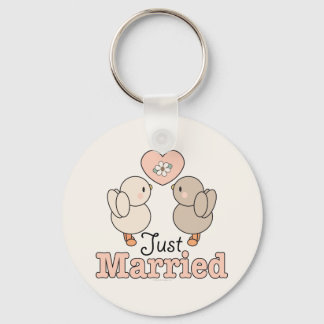 Love Birds Just Married Wedding Keychain
