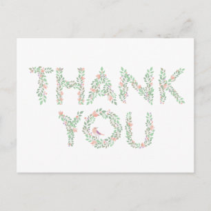 Love Birds & Letters Thank You Postcard