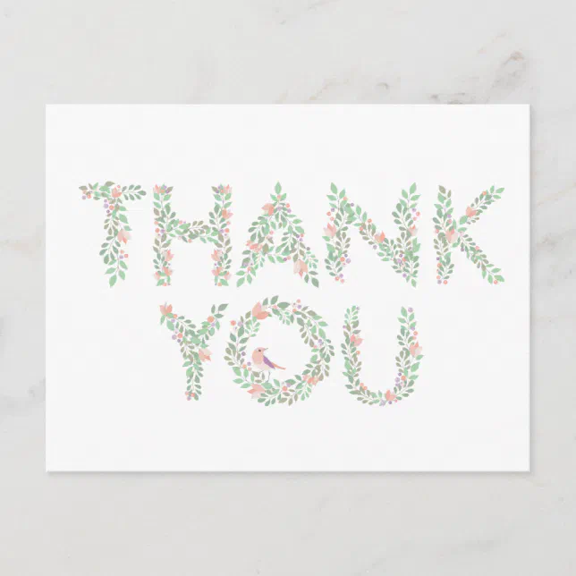 Love Birds & Letters Thank You Postcard | Zazzle