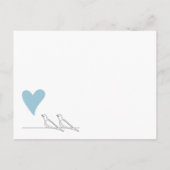 Love Birds Light Blue Heart Wedding Save The Date Announcement Postcard (Back)