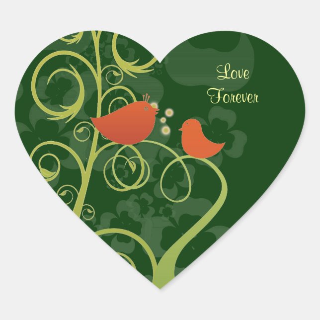 Love Birds - Love Forever Heart Sticker (Front)