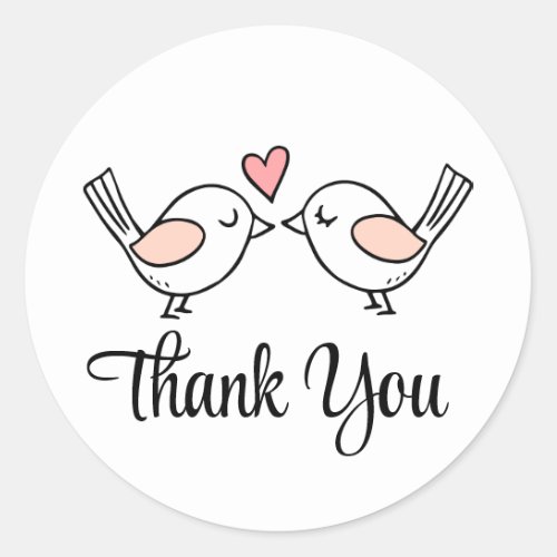 Love Birds Lovebirds Pink Black Wedding Thank You  Classic Round Sticker