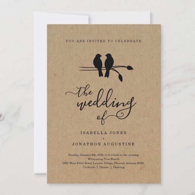 Love Birds Lovebirds Wedding Invitation (Front)