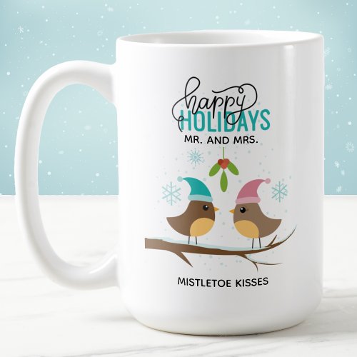 Love Birds Mistletoe Newlywed Christmas Coffee Mug