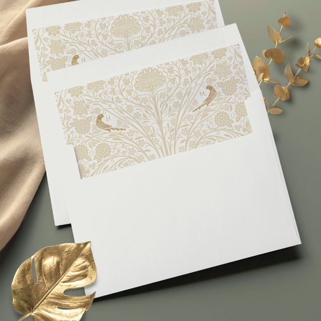 Love Birds Monogrammed Wedding Envelope Liner (Creator Uploaded)