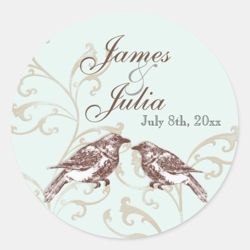 Love Birds n Lace _ Aqua Wedding Seal