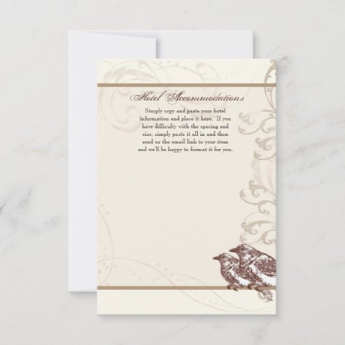 Love Birds n Lace _ Guest Information Card