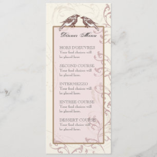 Love Birds 'n Lace - Menu or Wedding Invitation