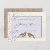 Love Birds 'n Lace - Periwinkle Save the Date Card (Front/Back)