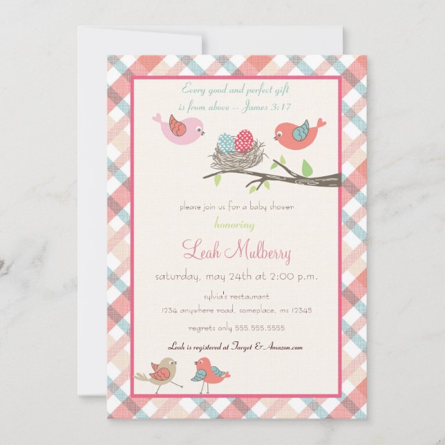 Love Birds Nest - Trendy Scripture Baby Shower Invitation (Front)