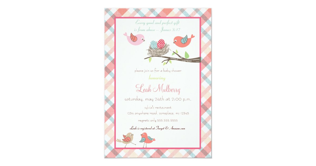 Love Birds Nest Trendy Scripture Baby Shower Invitation Zazzle