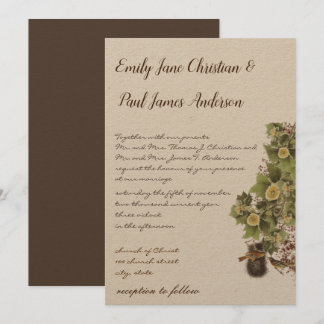 Love Birds Nesting Aqua Blue Font Wedding Invitation