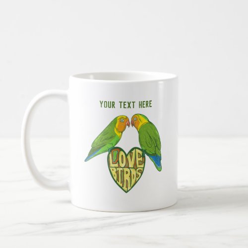 Love birds on a heart coffee mug