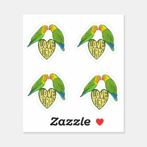 Love birds on a heart sticker