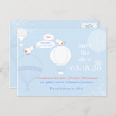 Love Birds on Air Balloons Save the Date Announcement Postcard (Front/Back)