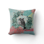 Love Birds on Floral Wreath Pillow