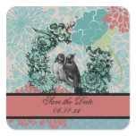 Love Birds on Floral Wreath Save the Date Stickers