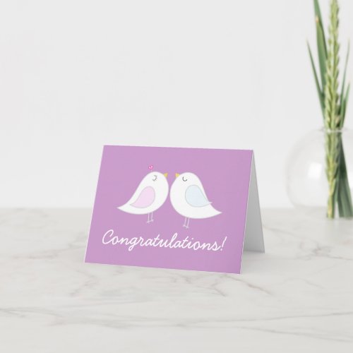 Love Birds on Light Purple Wedding Congratulations Card