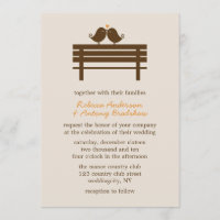 Love Birds on Park Bench Autumn Wedding