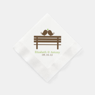 Love Birds on Park Bench {green} Napkins