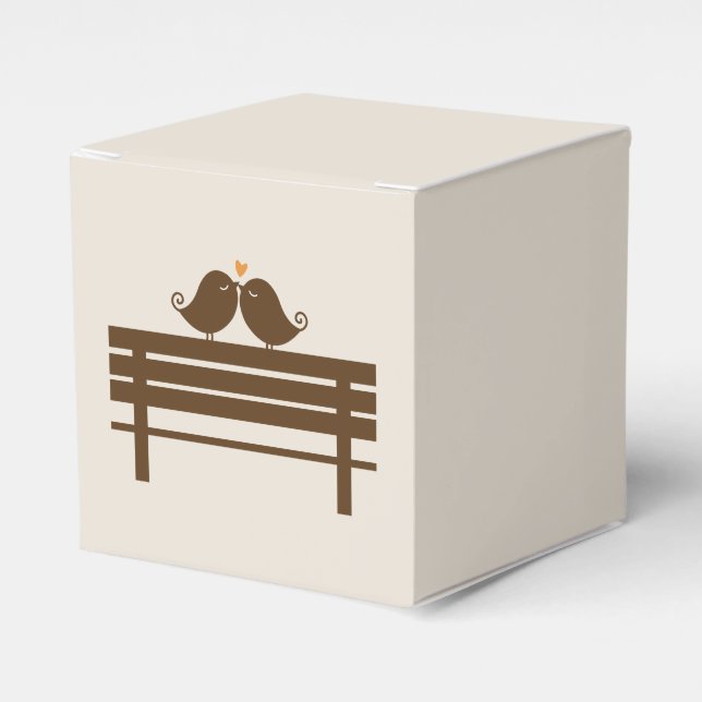 Love Birds on Park Bench {orange} Favor Boxes (Front Side)