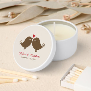 Love Birds on Park Bench Wedding Mini Candle Favors