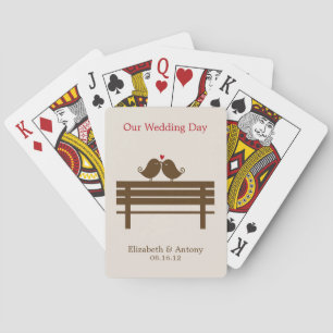 Love Birds on Park Bench Wedding Poker Cards