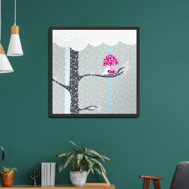 Love Birds on Rainy Day Framed Art (Living Room 2)