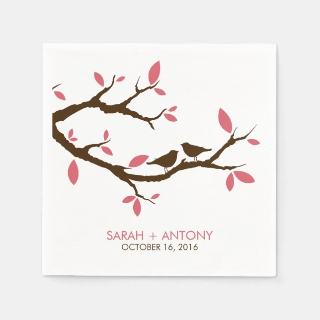 Love Birds on Tree Napkins (Front)