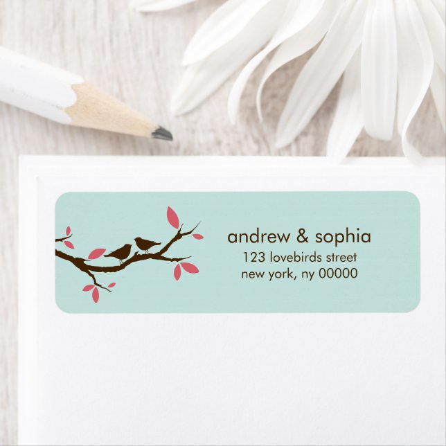 Love Birds on Tree Wedding Label (Insitu)