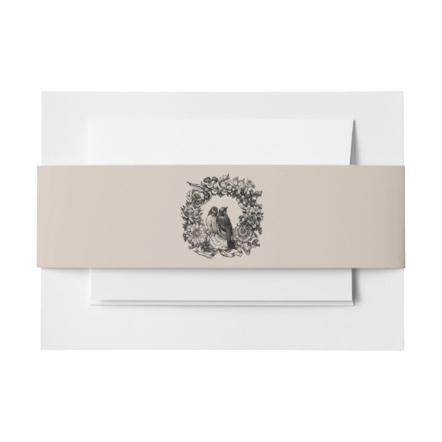 Love Birds on Wreath Wedding Clay Belly Band (Front Example)