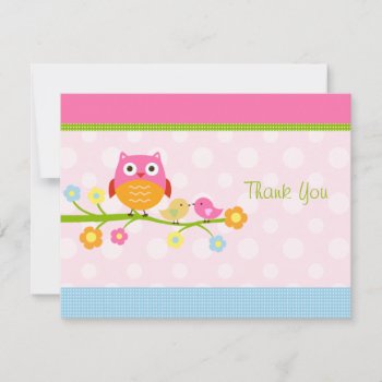 Love Birds & Owl On Branch Thank You Card by Personalizedbydiane at Zazzle