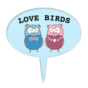 LOVE BIRDS OWL WEDDING CAKE TOPPER