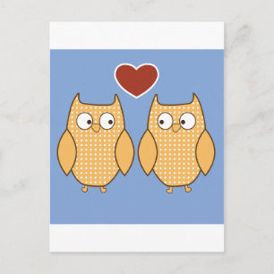 Love Birds Owls Blossom Heart Destiny Shower Party Postcard