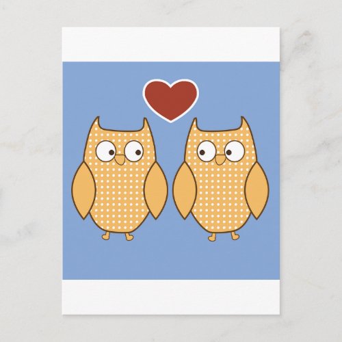 Love Birds Owls Blossom Heart Destiny Shower Party Postcard