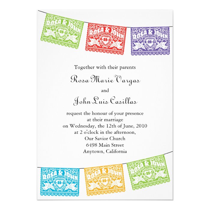 Love Birds Papel Picado Banners Wedding Invitation