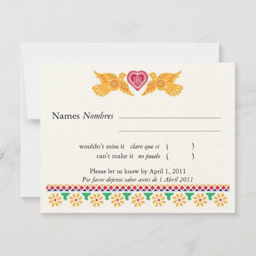 Love Birds Papel Picado Style RSVP Card