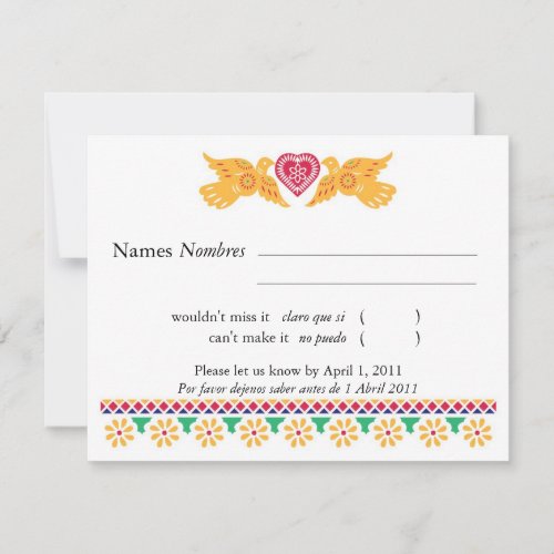 Love Birds Papel Picado Style RSVP Card