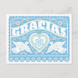 Love Birds Papel Picado Thank You postcard