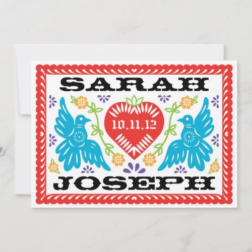 Love Birds Papel Picado Wedding Invitation