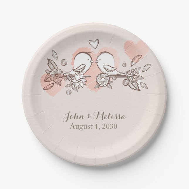 Love Birds Paper Plates (Front)