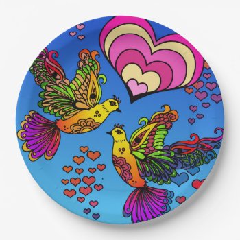 Love Birds  Paper Plates by Digital_Attic_95 at Zazzle