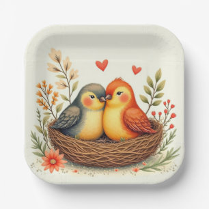Love Birds Paper Plates