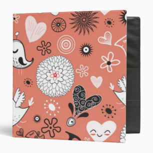 Love Birds Pattern 3 Ring Binder