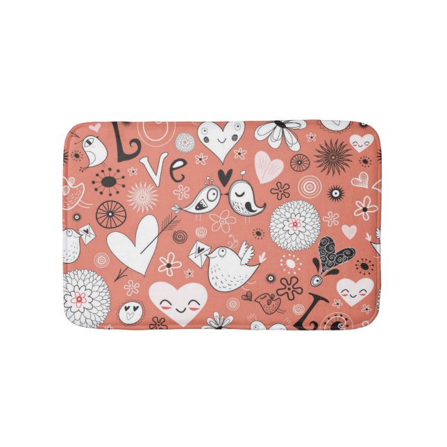 Love Birds Pattern Bathroom Mat (Front)