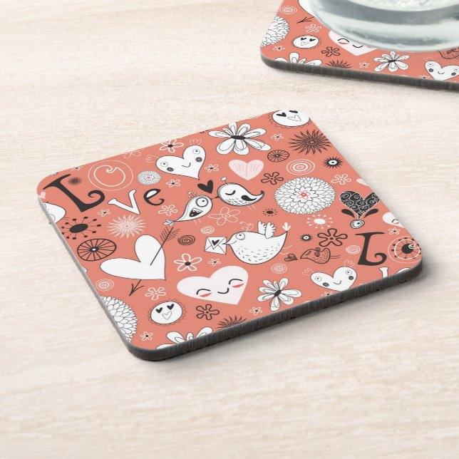 Love Birds Pattern Beverage Coaster (Left Side)