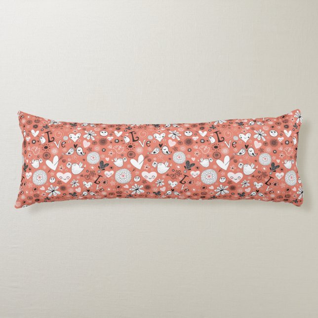 Love Birds Pattern Body Pillow (Front)