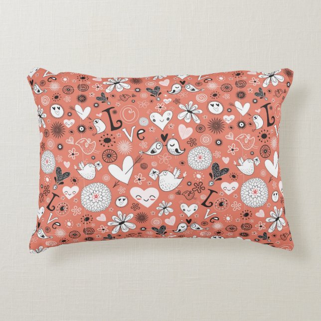 Love Birds Pattern Decorative Pillow (Front)