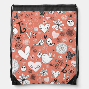 Love Birds Pattern Drawstring Bag